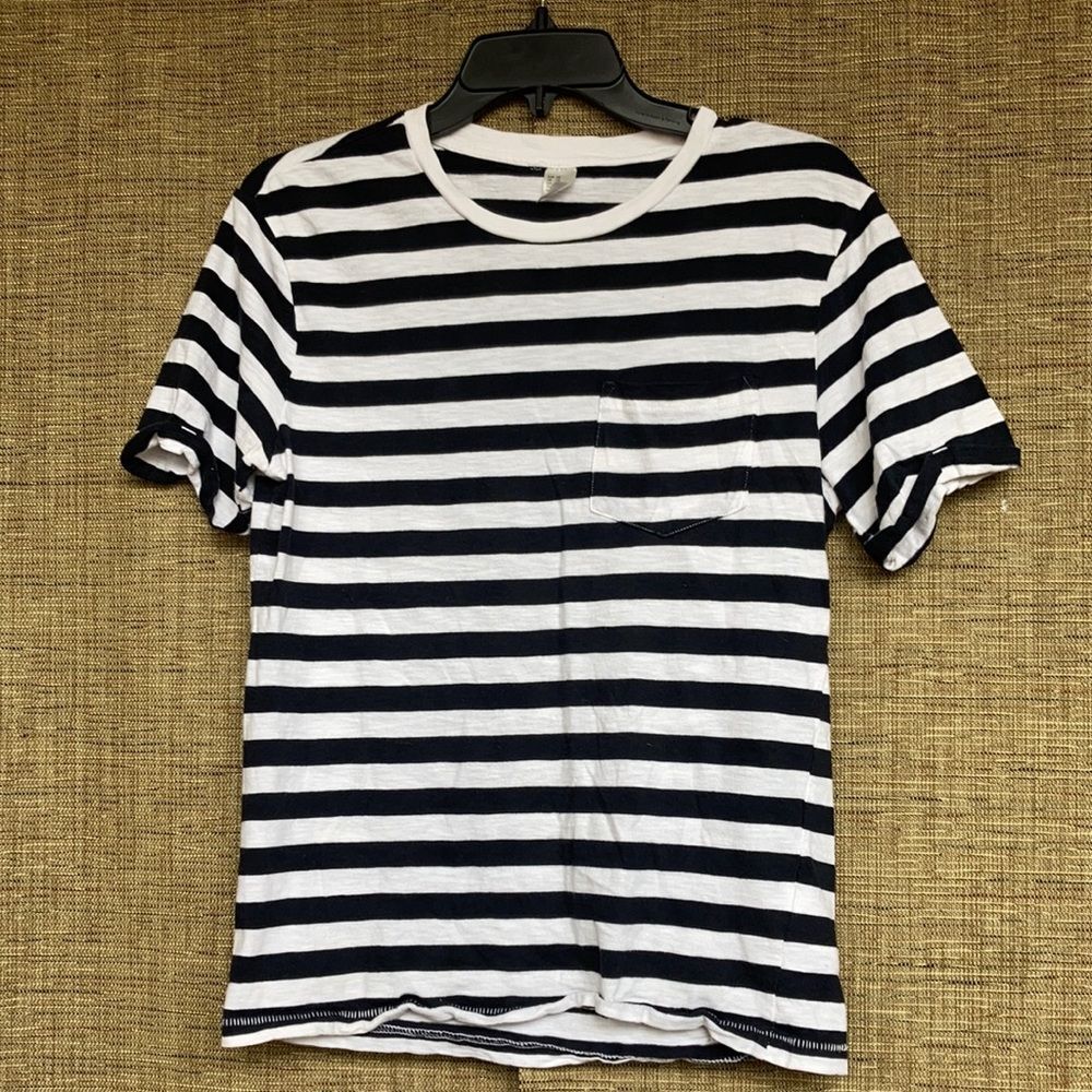 H&M cotton tee shirt white black stripe